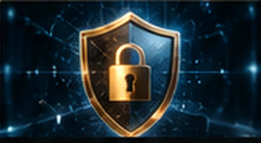 Shield and padlock representing cybersecurity